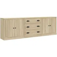 vidaXL Dressoirs 3 st bewerkt hout sonoma eiken