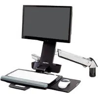 Ergotron Monitor wandmontage StyleView sta-zit Combo 45-266-026, incl. toetsenbordlade, zit & sta werkplek, tot 13,2 kg, in hoogte verstelbaar, VESA, aluminium