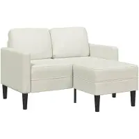 vidaXL 2-zitsbank met chaise L-vorm crèmekleurig 125 cm fluweel
