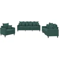 vidaXL 3-delige Loungeset met kussens fluweel donkergroen