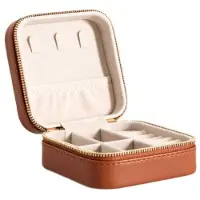 Homla - Jewellery box - RINAS - herringbone stitching - small brown - 10.5x10.5x5 cm