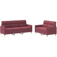 vidaXL 2-delige Loungeset met kussens stof wijnrood