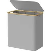 Songmics - Wasmand - Wasmand met 3 Vakken - Opvouwbaar met Deksel - Afneembare Waszak