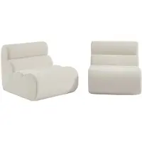 Sweeek Stoffen fauteuils getextureerde bouclé 1 zitplaats (set van 2) Wit