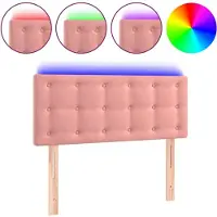 vidaXL Hoofdbord LED 144x5x78/88 cm fluweel roze