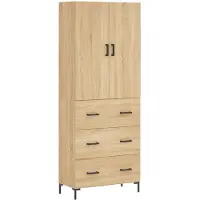 vidaXL Hoge kast 69,5x34x180 cm bewerkt hout sonoma eikenkleurig