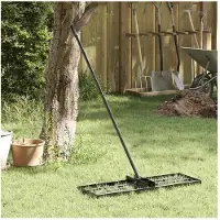 vidaXL Tuin Egaliseer Hark Zwart 75 x 25 x 200 cm Gepoedercoat staal