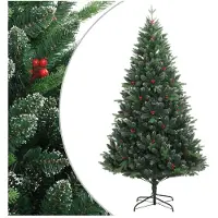 vidaXL Kunstkerstboom met scharnieren en rode bessen 120 cm