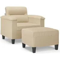 vidaXL Fauteuil met voetenbank 60 cm microvezelstof crème