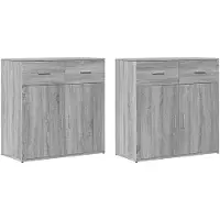 vidaXL Dressoirs 2 st 79x38x80 cm bewerkt hout grijs sonoma eikenkleur