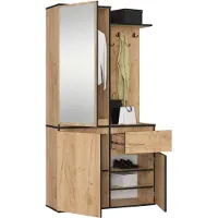 Akord Hal set met spiegel ENTRO / Halmeubel met 3 Deuren en 1 Lade / Hal Kast / Kapstok en Schoenenkast / Craft Eik / 95 x 183 x 35 cm