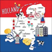 Ambiente Tafel diner servetten - Nederland/Holland thema - 20x stuks - 33 x 33 cm - Souveniers - Landen