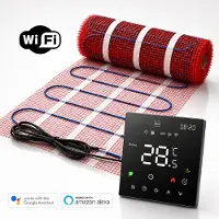 Pro-mat 1,5 m², Zwart - Complete elektrische vloerverwarming set, 150 watt incl Wifi thermostaat. - vloerverwarming matten - vloerverwarming matten