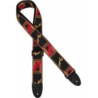 Fender 990681500 gitaarriem, 5cm breed, voorzien van logo, zwart-geel-rood