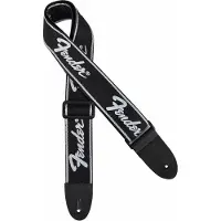 Fender 990671000 gitaarriem, running logo, zwart met wit logo
