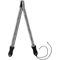 Flight S47 Black Silver Ukulele Strap Vegan Nubuck met Gevlochten Patroon en Headstock Tie