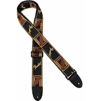 Fender 990681000 gitaarriem, 5cm breed, voorzien van logo, zwart-geel-bruin