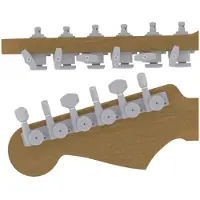 Hipshot HS6K1VEL0SS Vintage gitaar tuner upgrade kit, 6 inline Grip-Lock, closed satin staggered