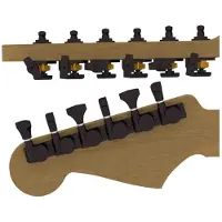 Hipshot HS6K1GL0BST Gitaar tuner upgrade kit, 6 inline Grip-Lock, open zwart staggered