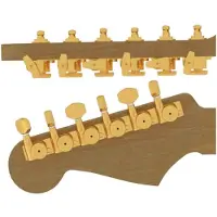 Hipshot HS6K1EL0GST Gitaar tuner upgrade kit, 6 inline Grip-Lock, closed goud staggered