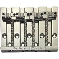 AllParts Leo Quan Badass II 4-snarige basbrug - Nikkel met gegroefde zadels
