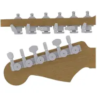 Hipshot HS6K1EL0SST Gitaar tuner upgrade kit, 6 inline Grip-Lock, closed satin staggered