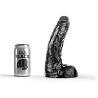 All Black - Realistische Dildo met Scrotum - 25.5 x 6.7 cm - Zwart