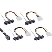 InLine Mini SAS HD kabel, SFF-8643 naar 4x SFF-8482 (29-pins) + Stroom, 1m