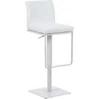 CLP Barkruk Panama, bekleding van kunstleer, draaibaar, traploos in hoogte verstelbaar, draagvermogen tot 240 kg | Kleur: wit, frame: wit