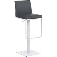 CLP barkruk Panama, bekleding van kunstleer, draaibaar, traploos in hoogte verstelbaar, draagvermogen tot 240 kg | Kleur: grijs, frame: wit