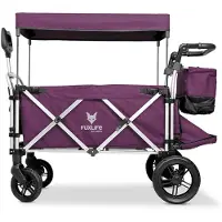 FUXTEC FUXLIFE by CTL950 Bolderkar Premium - Opvouwbaar - Paars | Met Veiligheidsriemen & Zonnedak - Strandkar & Handkar - Max. 75kg