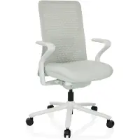 Hjh OFFICE Bureaustoel / draaistoel VERVIO rugleuning 3D-mesh / zitting stof wit