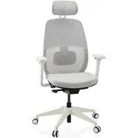 Hjh OFFICE Ergonomische bureaustoel Skandis Pro met hoofdsteun grijs / wit frame