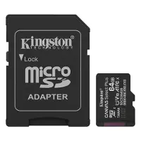 Kingston SD-kaart 64GB microSDXC Canvas Select Plus Gen3 100MB/s A1 Card + Adapter