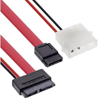 InLine Slimline SATA kabel, Slimline SATA ST 13pin (7+6) naar SATA+power, 0,4m
