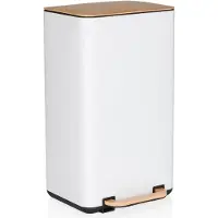 Hjh OFFICE Afvalbak / prullenbak CLEAN NATURA 30 l houtlook staal crème/walnoot