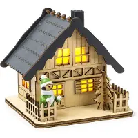 Konstsmide Houten kersthuisje | | 12 x 11 x 12 cm (2 leds, Batterijen)
