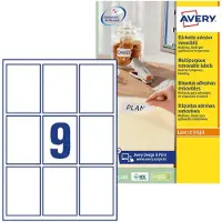 Avery Zweckform Afneembare productetiketten ft 62 x 89 mm (b x h), 180 stuks, 9 per blad, doos van 20 blad