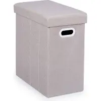 Relaxdays poef met opbergruimte - tot 150 kg - stof - opbergpoef - opvouwbaar - beige