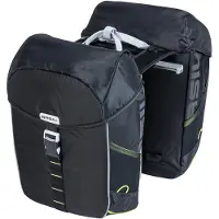 Basil Dubbele fietstas Miles, 34 liter, 13 x 26 x 35 cm (2 stuks) - zwart / limoengroen