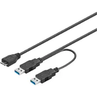 Pro USB Micro B naar 2x USB-A Y-kabel - USB3.0 - tot 0,9A / zwart - 0,20 meter