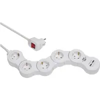 Brennenstuhl Stekkerdoos met USB | | 1.4 meter (5-voudig, Flexibel)