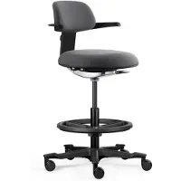 Hjh OFFICE Werkstoel / balie stoel TOP WORK 40 Zitting stof / rugleuning stof donkergrijs