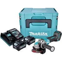 Makita GA 047 GD201 Accu haakse slijper 40 V max. 125 mm X-LOCK Brushless + 2x accu 2,5 Ah + lader + Makpac