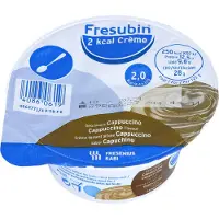 Fresubin 2kcal Crème Cappuccino, een eiwitrijke pudding voor mensen met slikproblemen en dysfagie, 125 g