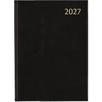 Aurora Maestro Florence groepspraktijkagenda met kwartierindeling 2027 zwart (1 dag per pagina) 6-talig