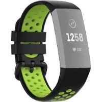 Mobigear Active Siliconen Bandje voor Fitbit Charge 3 - Zwart / Groen
