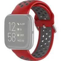 Mobigear Active Siliconen Bandje voor Fitbit Versa 2 - Rood / Grijs