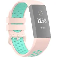 Mobigear Active Siliconen Bandje voor Fitbit Charge 3 - Roze / Turquoise