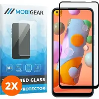 Mobigear Screenprotector geschikt voor Samsung Galaxy A11 Glazen | Premium Screenprotector - Case Friendly - Zwart (2-Pack)